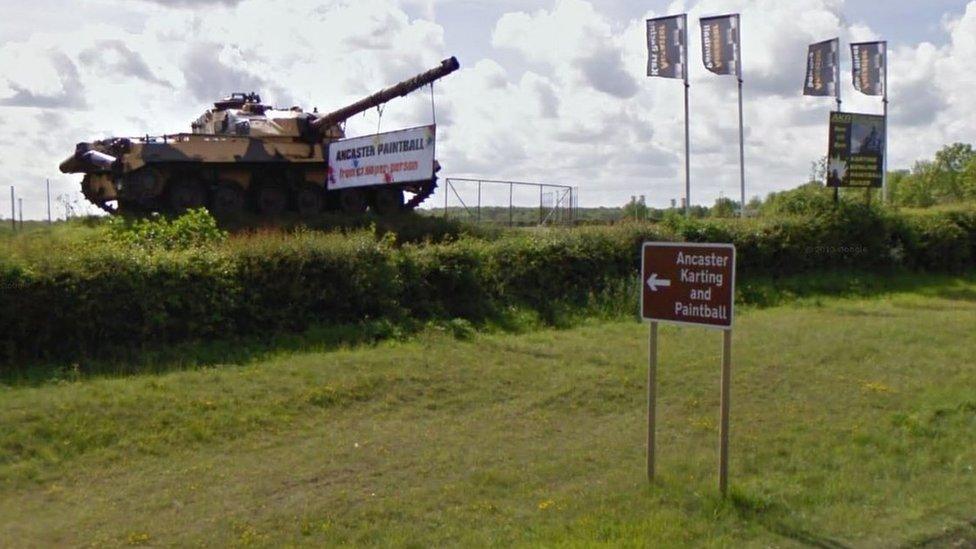 Sign pointing to Ancaster paintball centre