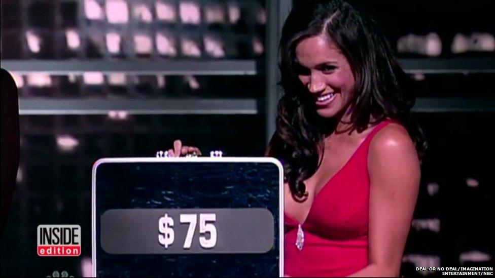 Meghan Markle appearing on Deal or No Deal