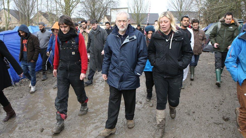 Jeremy Corbyn visits the Grand Synthe camp in northern France