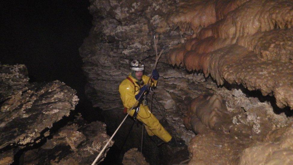 The international caving team underground