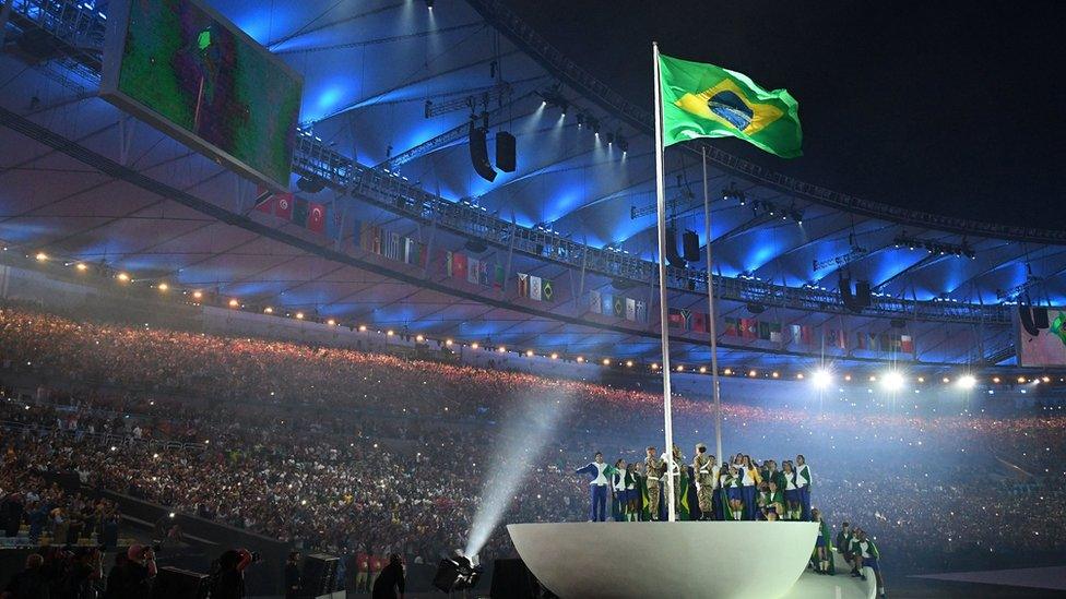 The opening ceremony of the Rio Olympics at the Maracana Stadium, August 2016