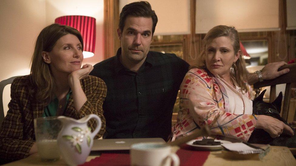 Sharon Horgan, Rob Delaney and Carrie Fisher