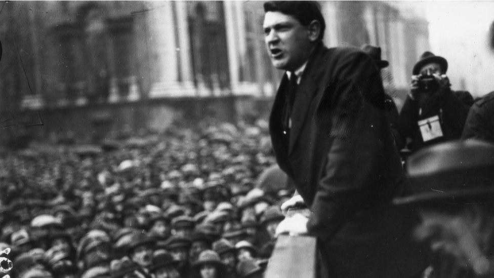 Michael Collins speaking at election rally in 1921