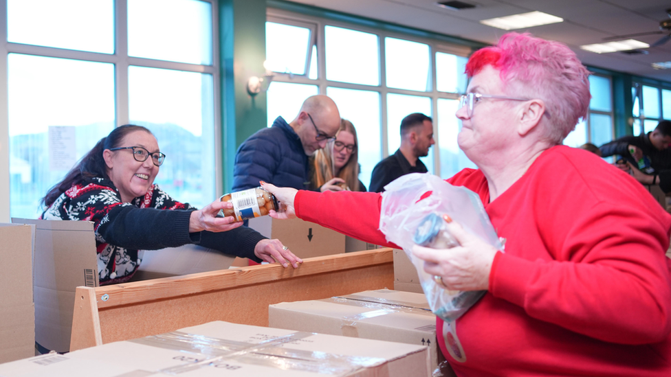 Carolyn Harris MP with a volunteer