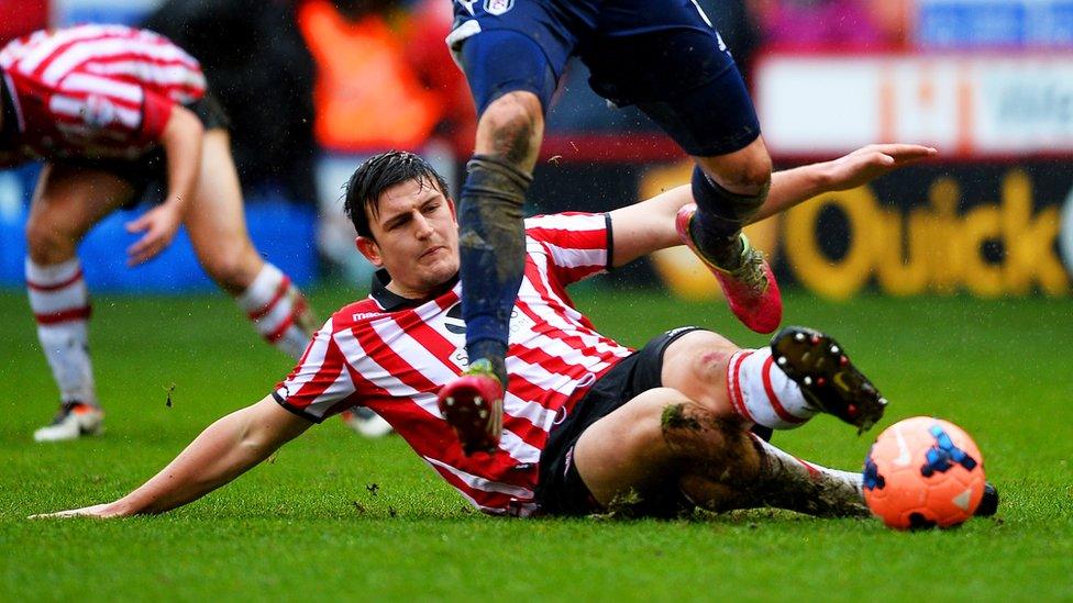 Harry Maguire playing for Sheffield United in 2014