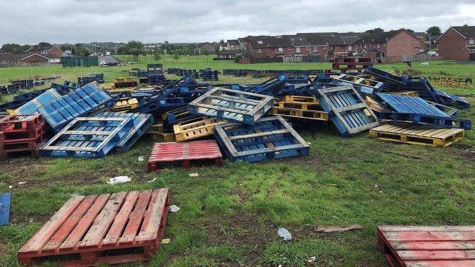 Pallets at Galliagh bonfire site