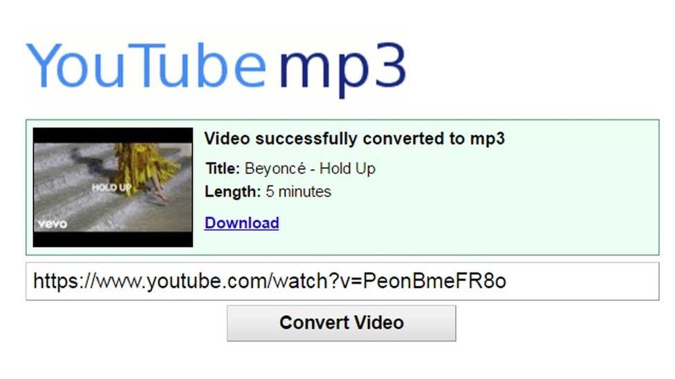 A screenshot of Youtube-mp3.org