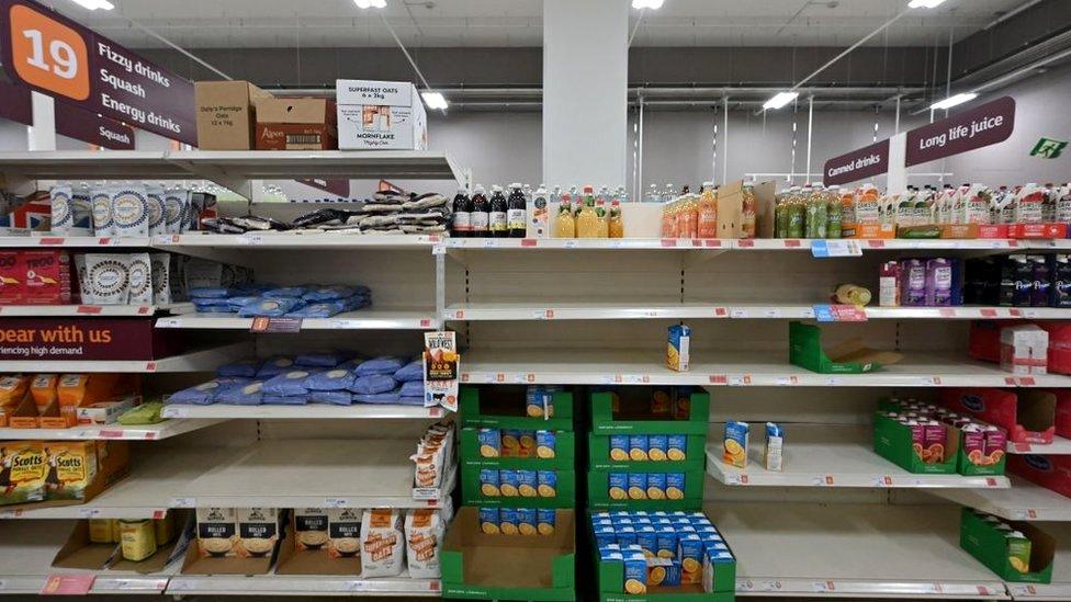 Empty shelves seen at a Sainsbury's in London in September, which has been blamed on the lorry driver shortage