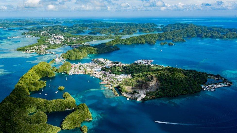 An aerial view of Palau