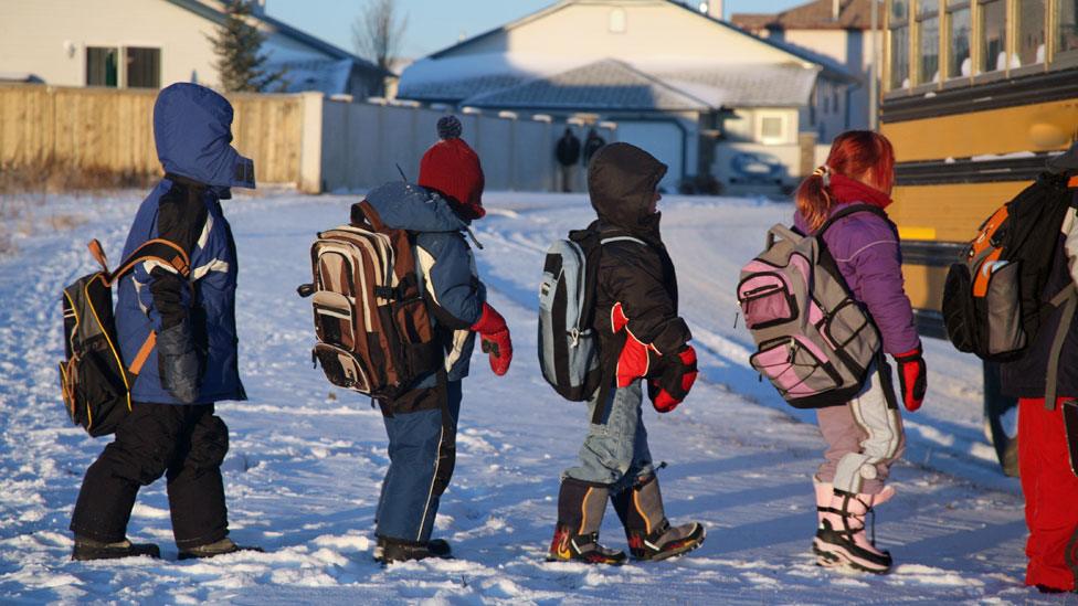 Going to school in the snow