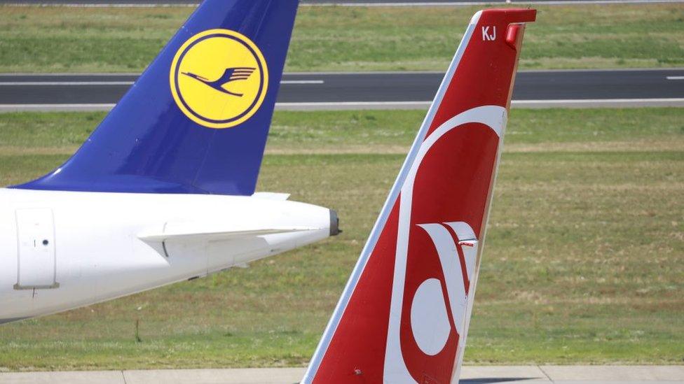 Air Berlin and Lufhansa tailfins