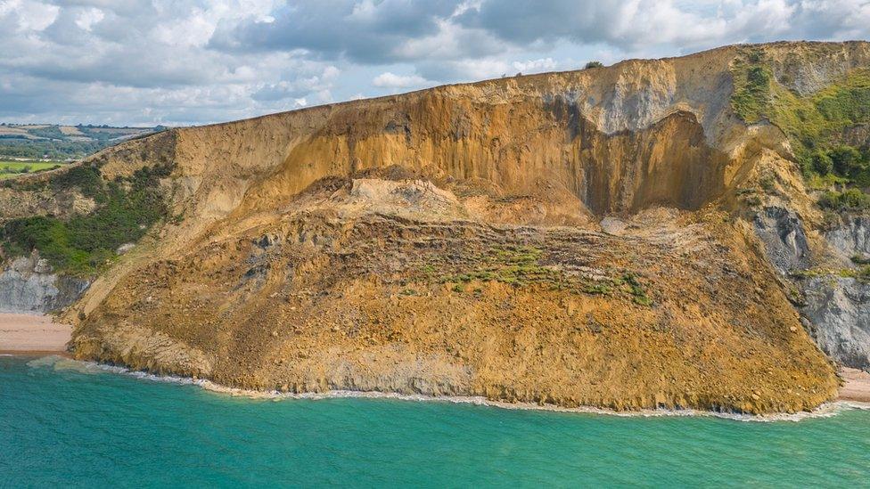 Aerial view of the landslip