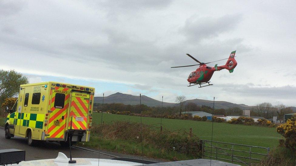 An air ambulance at the scene