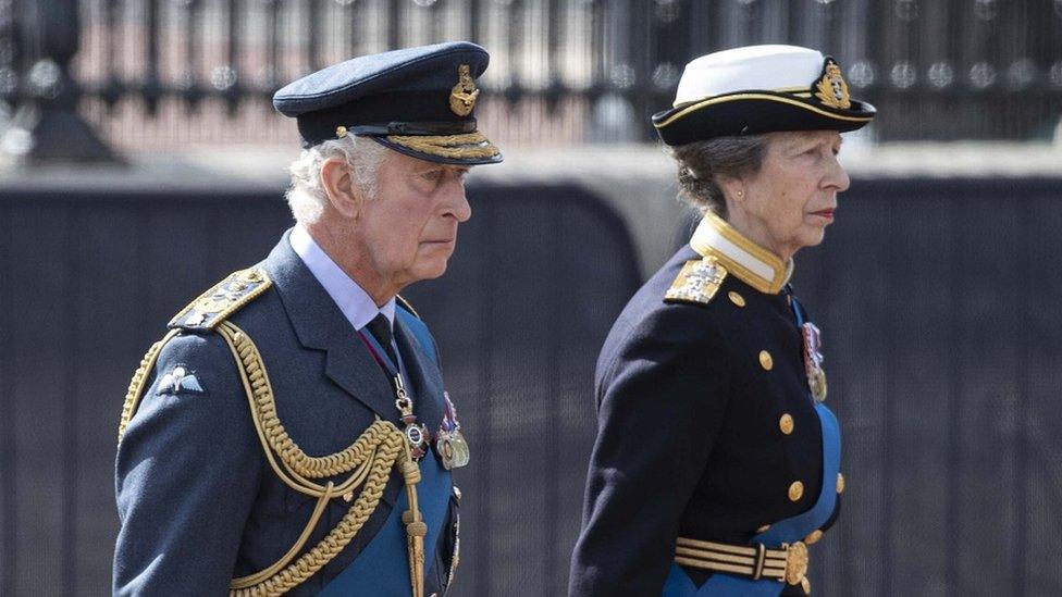 King Charles and Princess Anne on The Mall