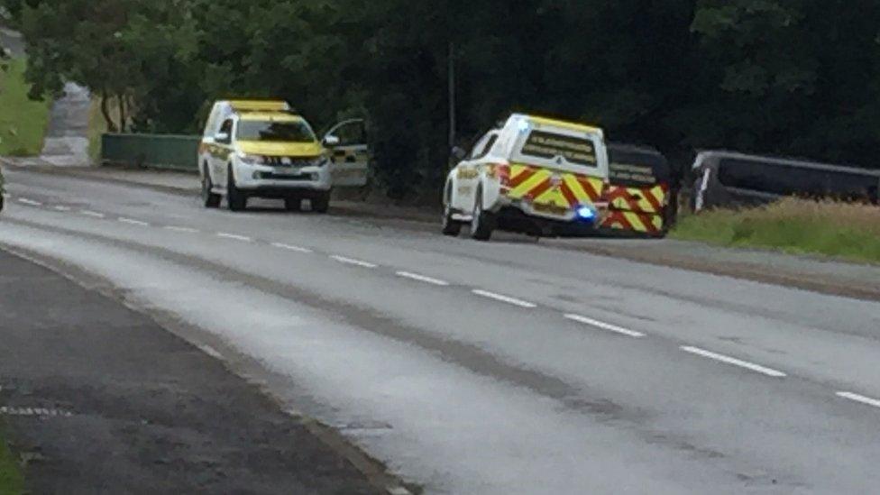 Police vehicle at the scene