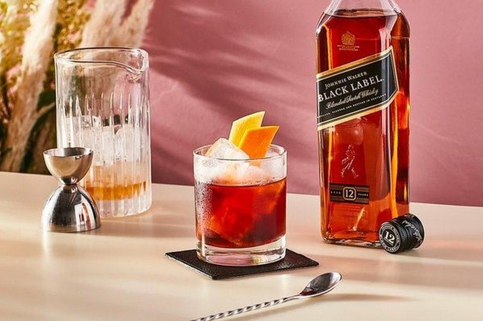 Johnnie Walker Black label bottle and mixology kit