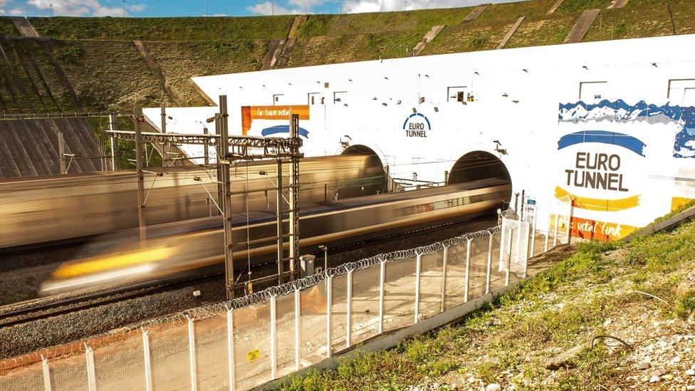 Eurotunnel train in Coquelles, France