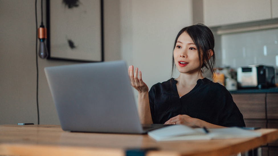 Woman taking video call