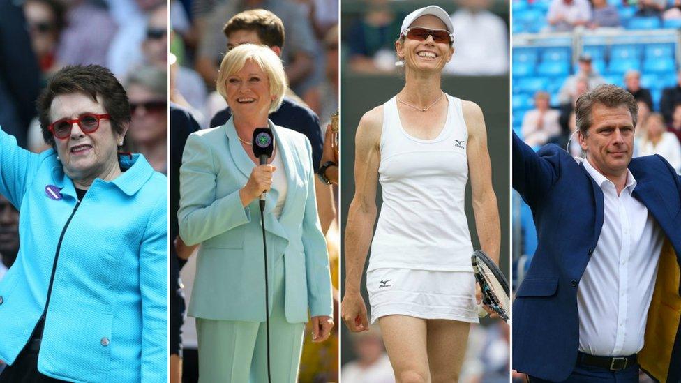 (Left to right) Billie Jean-King, Sue Barker, Cara Black, and Andrew Castle