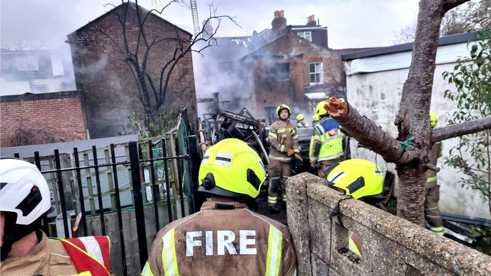 car workshop on fire