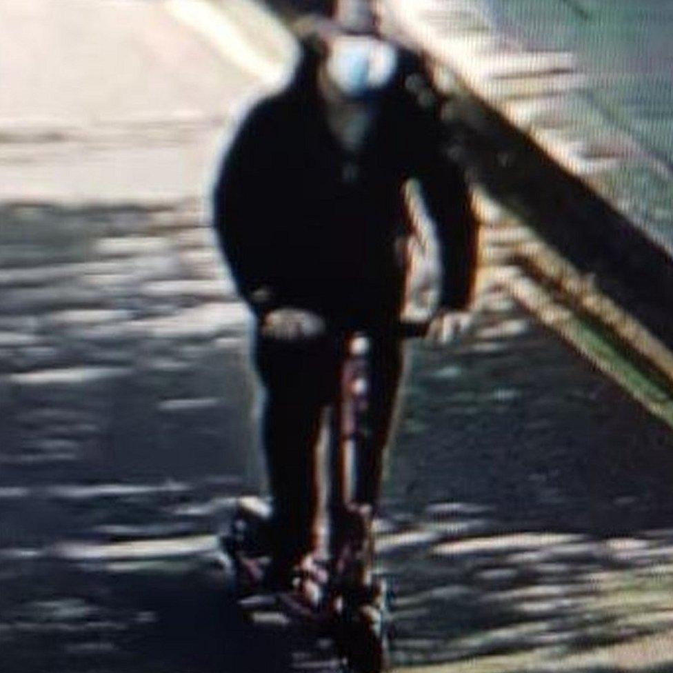 CCTV image of man on a scooter