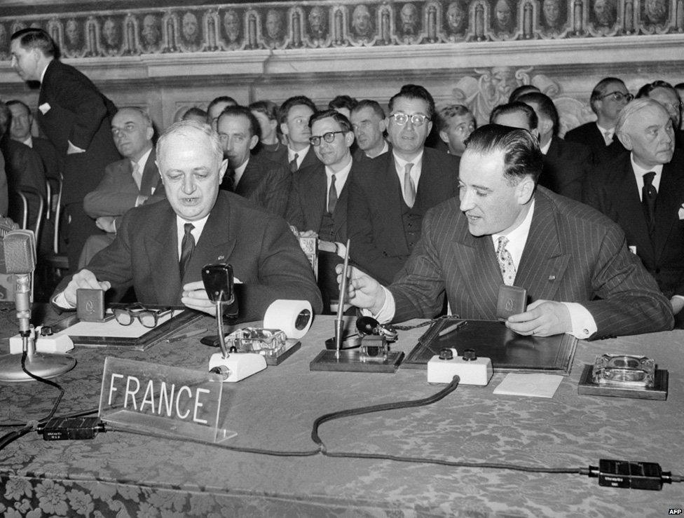 Signature of the Treaty of Rome. On March 25, 1957, in Capitole, in Rome