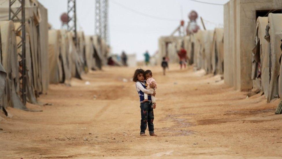 Syrian children at a refugee camp