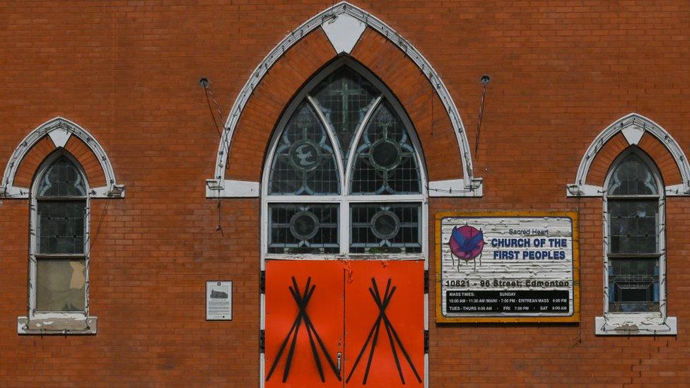 The facade of the Sacred Heart Church in Edmonton, which will host the Pope on his visit to Canada