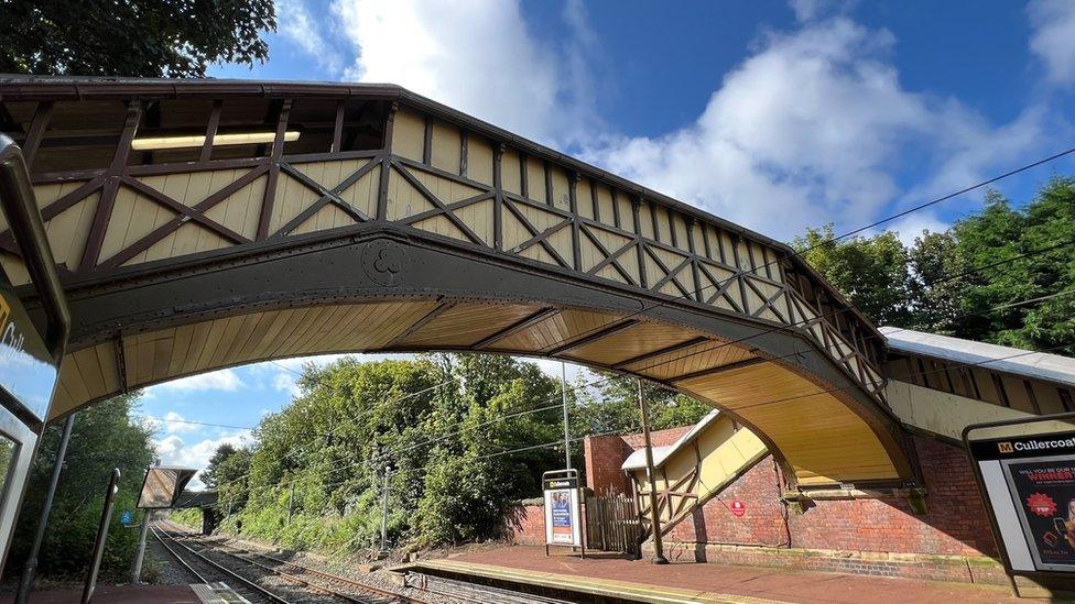 Victorian footbridge at Cullercoats Metro station