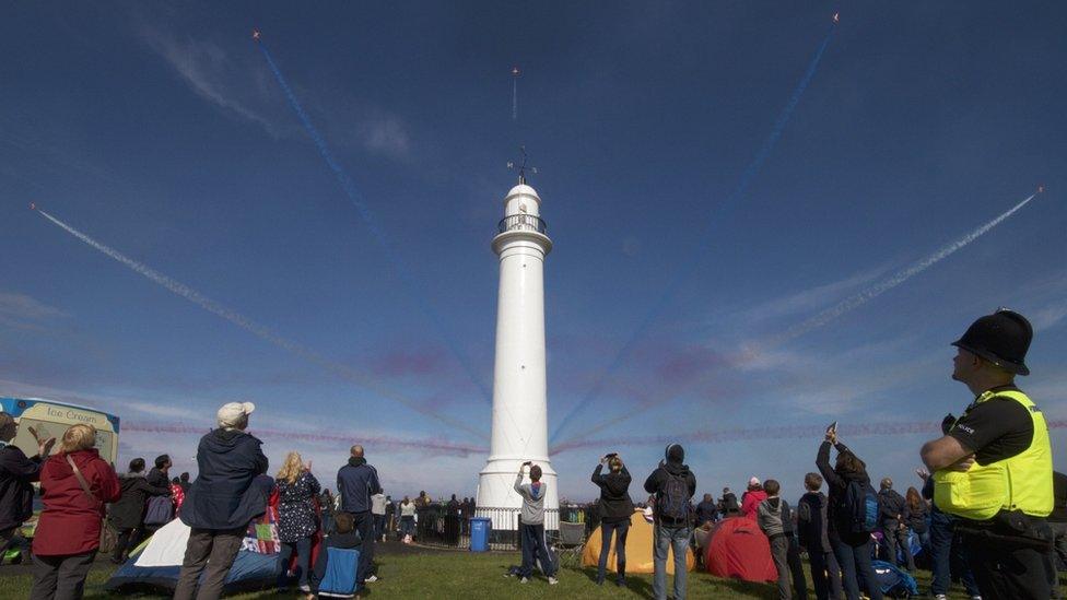 Red Arrows at the airshow on Saturday