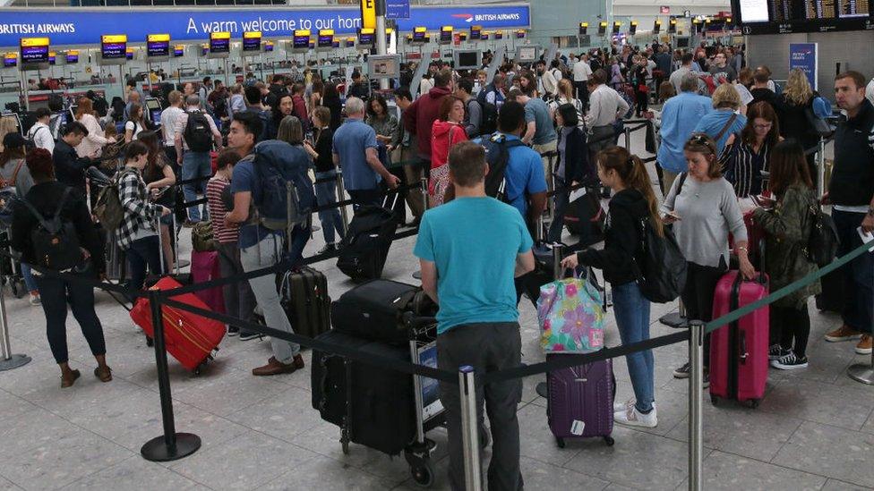 Queues at airport following BA's IT failure