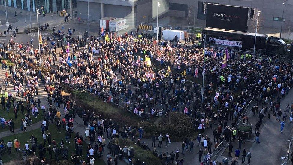 protestors at Tommy Robinson rally