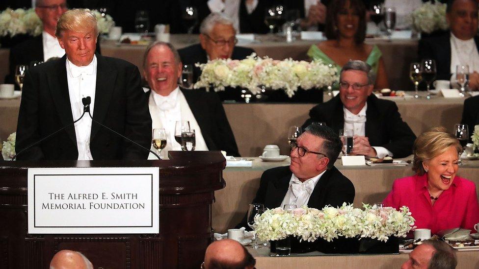 Trump at the Alfred Smith dinner