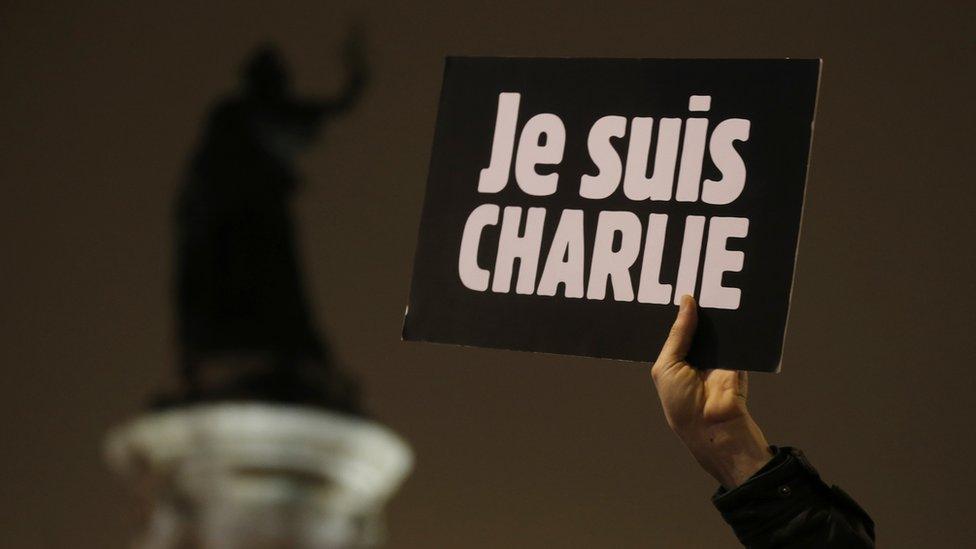 Je Suis Charlie sign on day of attacks, January 2015