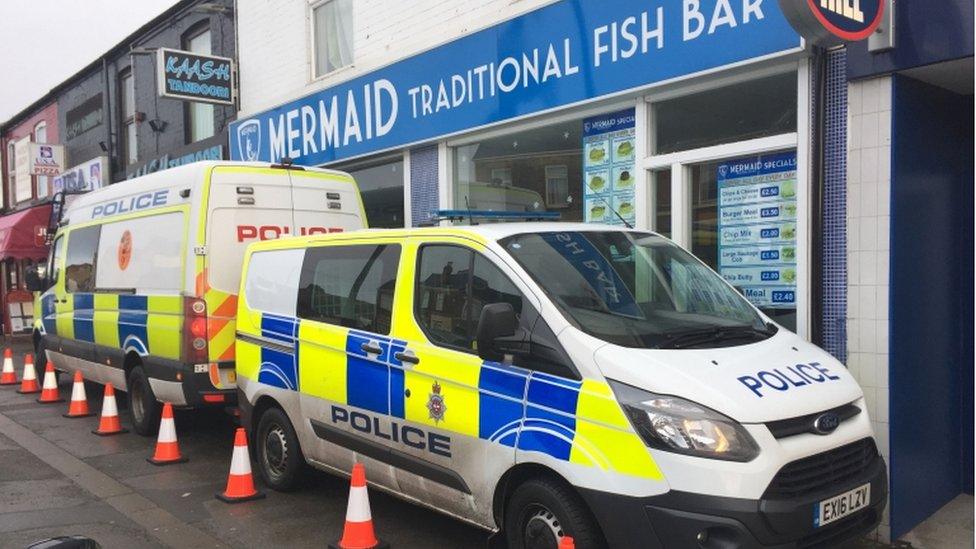 Police vans in Chesterfield