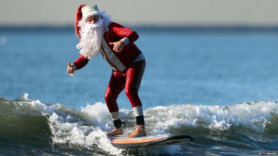 Surfing Santa