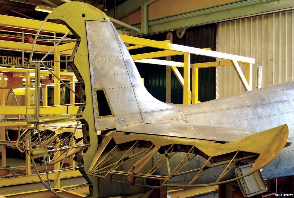 Spitfire tail plane under construction