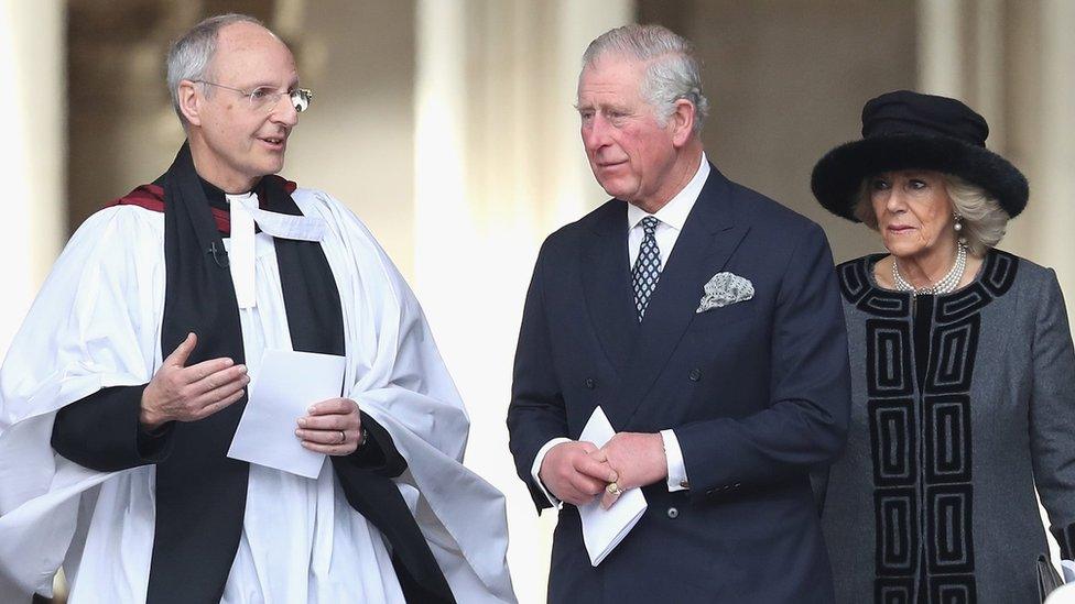 The Prince of Wales and Duchess of Cornwall with the Den of St Paul's