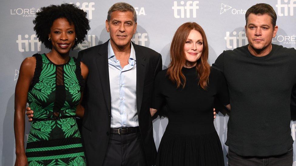 Karimah Westbrook, George Clooney, Julianne Moore and Matt Damon