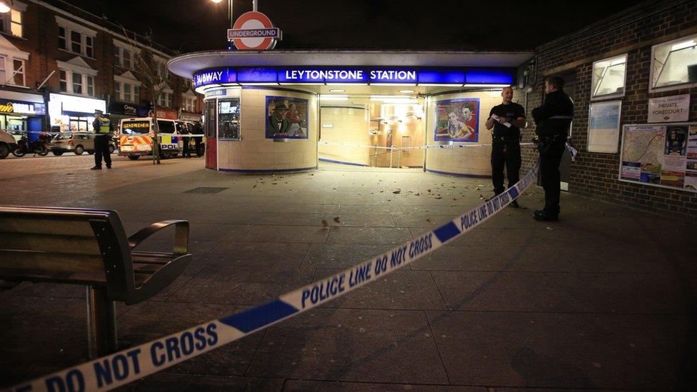 Police cordon outside Leytonstone Station