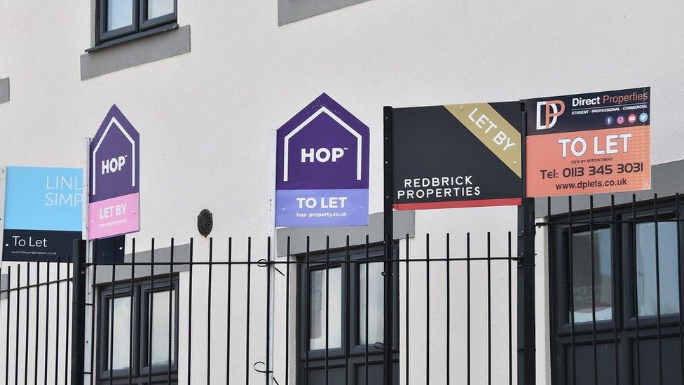 Placards from estate agents in the UK