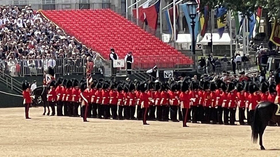 Evacuated stand during the Trooping the Colour event