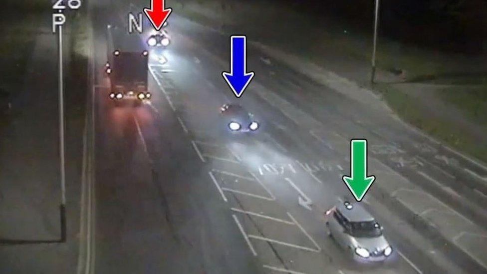 Three cars on CCTV