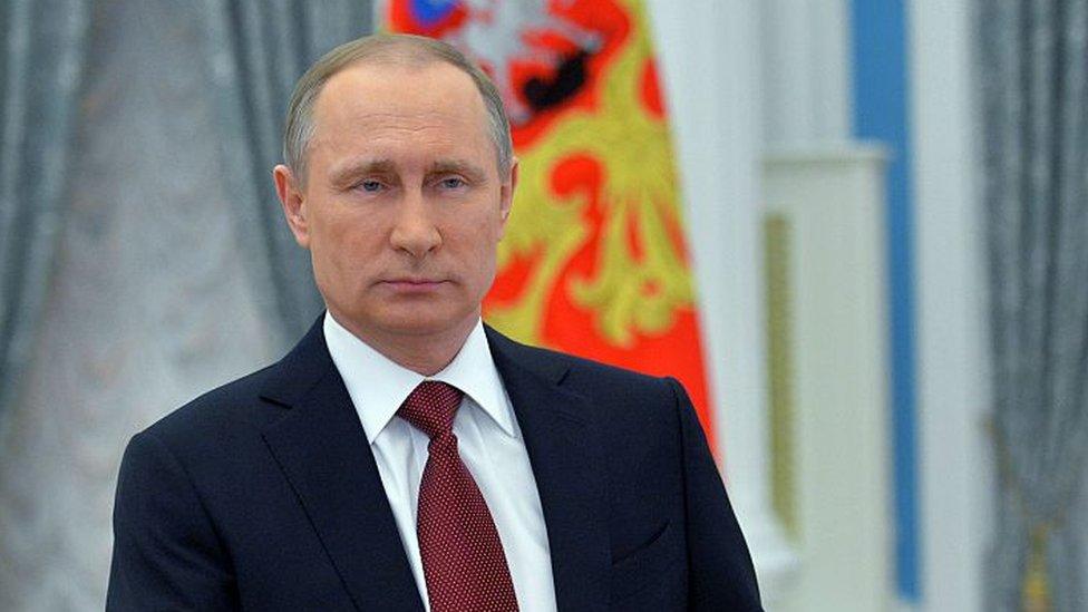 Russian President Vladimir Putin delivers a message dedicated to Russian women on International Women's Day