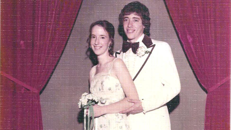 Prom photo of Chuck and Linda Raymond from 1976