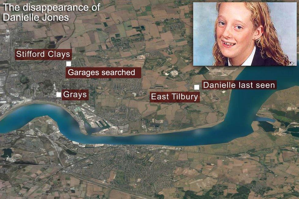 Map of Danielle Jones case