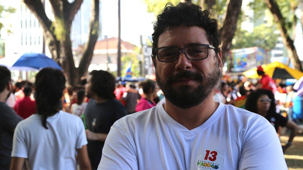 Ivan Moraes at a Workers' Party rally