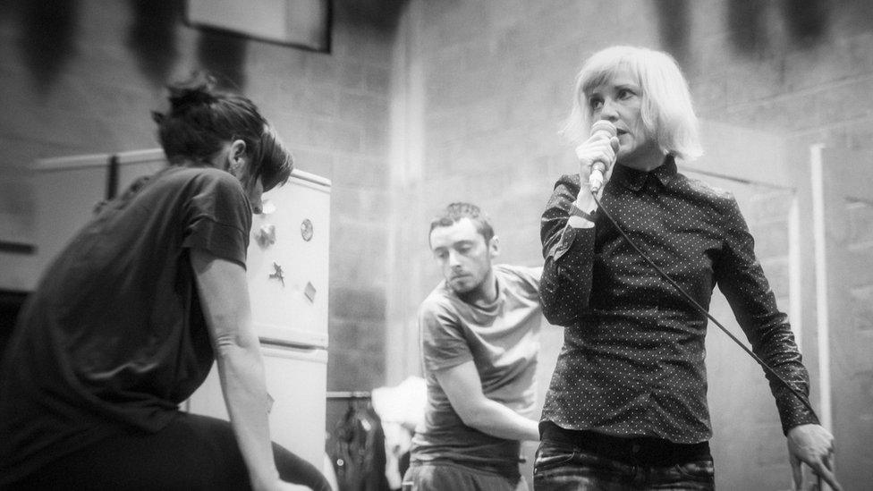 Jane Horrocks in rehearsal for If You Kiss Me, Kiss Me