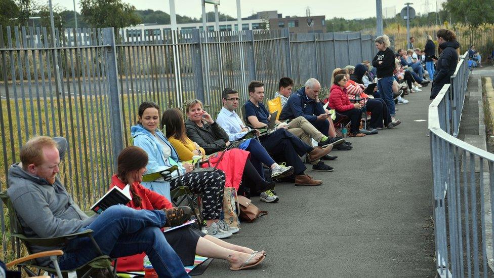 Parents in the queue