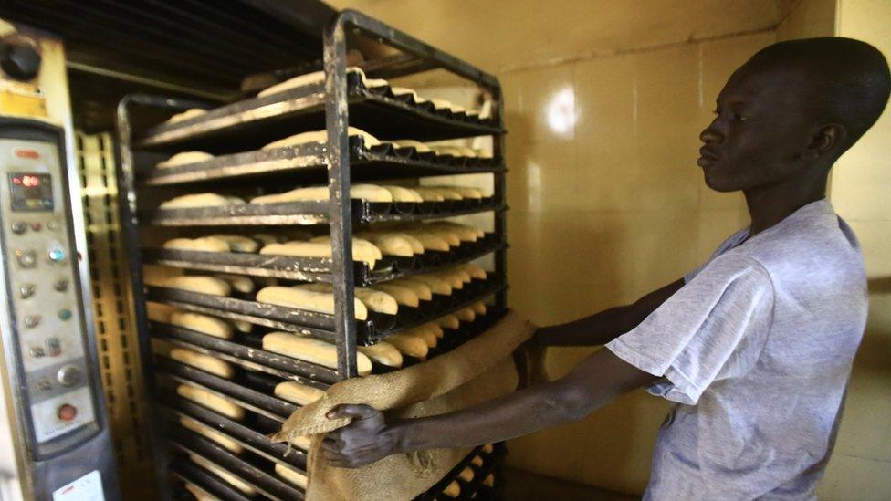 A Sudanese man at a bakery in Khartoum